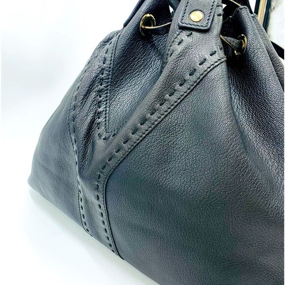 Auth YVES SAINT LAURENT Reversible
Bronze/Black Leather Double Sac Y Tote Bag - Picture 8 of 16